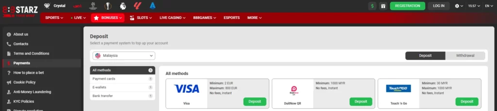 Deposit and Withdrawal Methods
