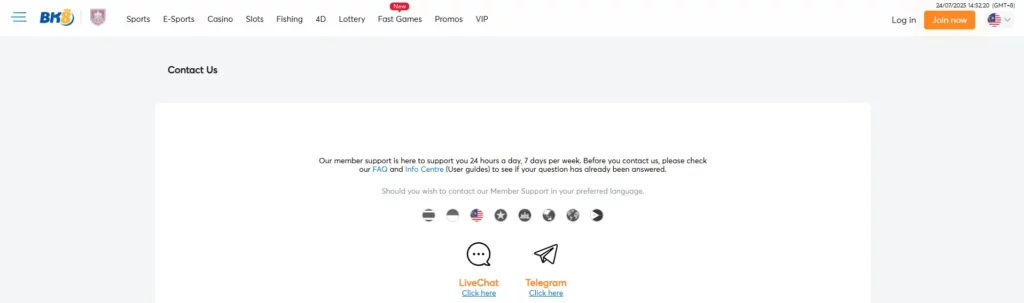 Customer Support Language Options