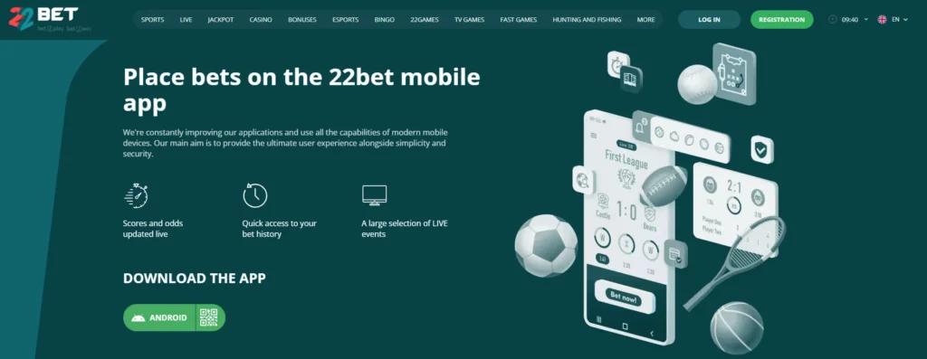 Mobile Applications eSports 22bet