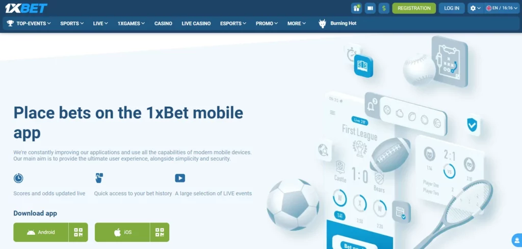 Mobile Applications Betting 1xbet