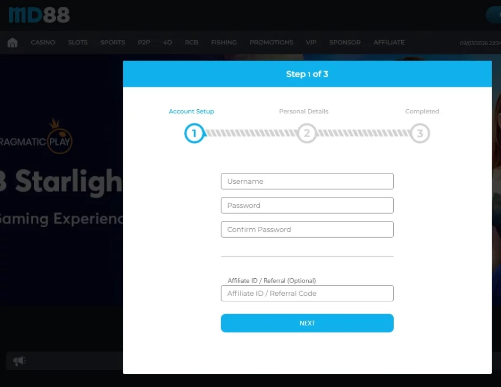 MD88 Malaysia Account Registration