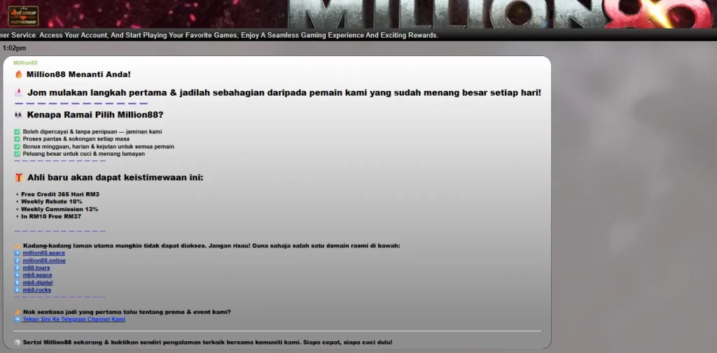 Million88 Malaysia Customer Support