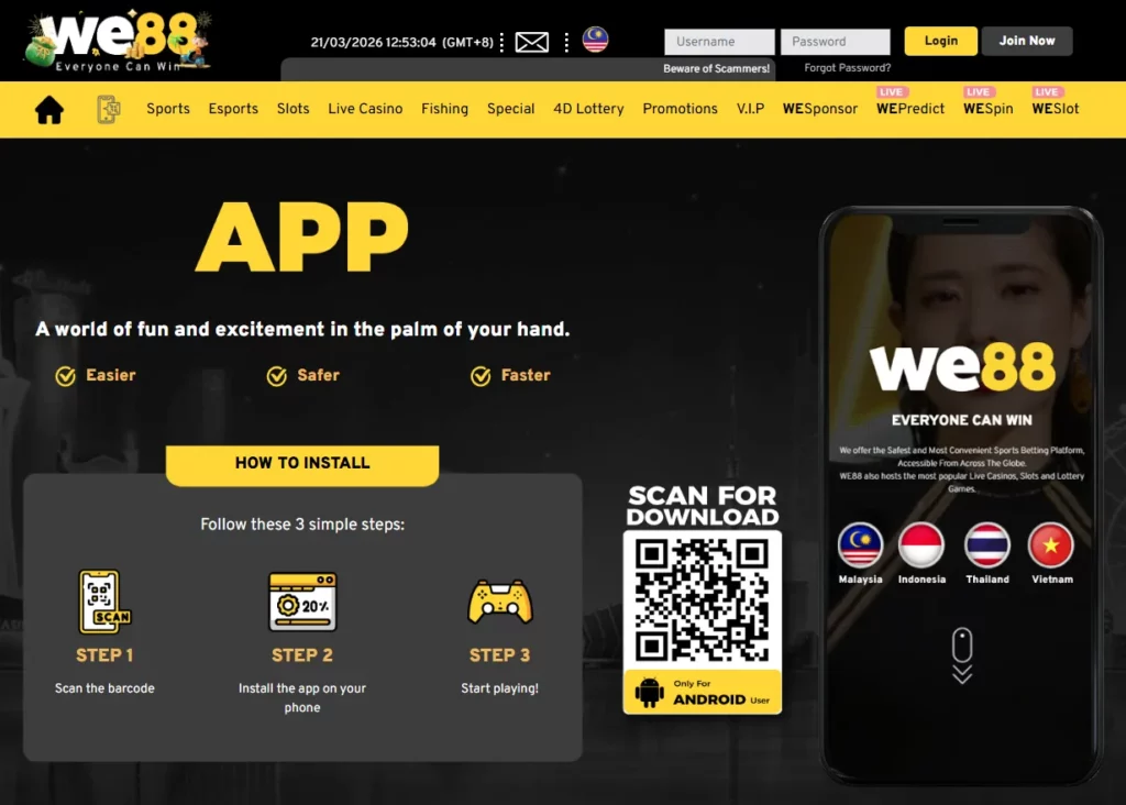 WE88 Malaysia Mobile App