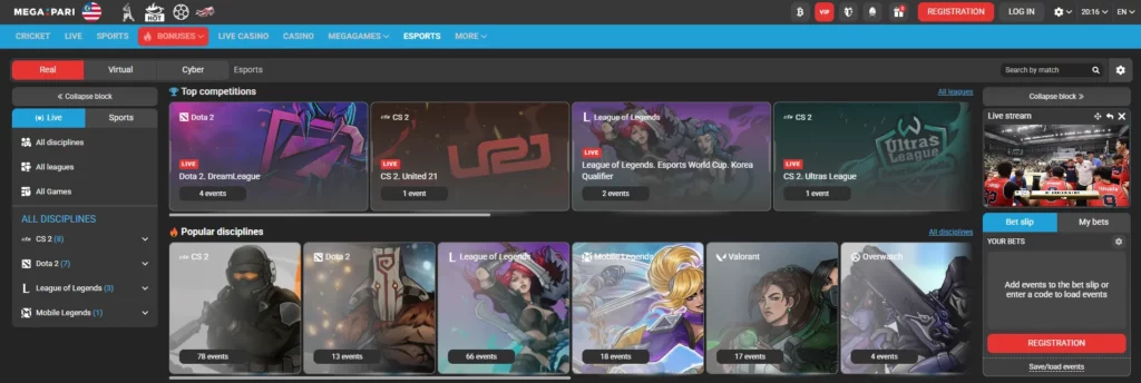 Esports Betting Bookmakers Megapari